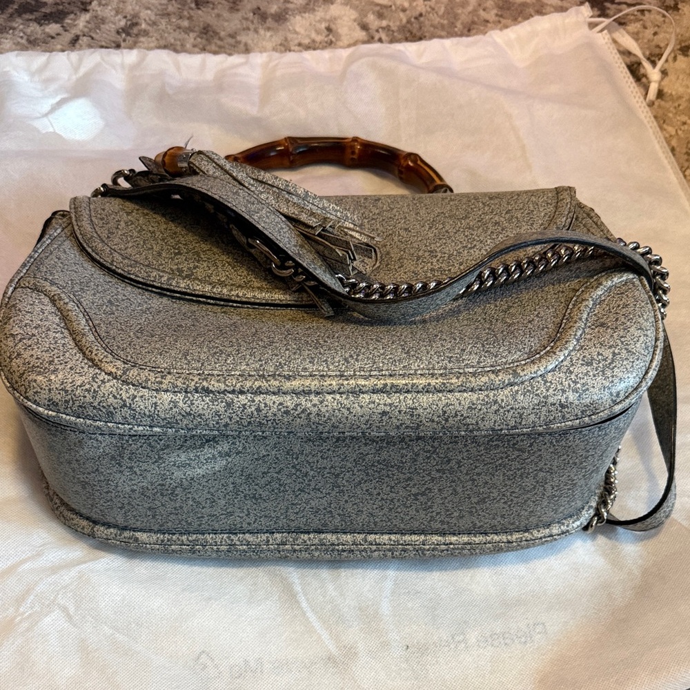Gucci Gray Handbag with Bamboo Handle - Picture 4 of 10